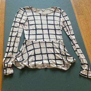 Aritzia Wilfred peplum checkered top size XXS